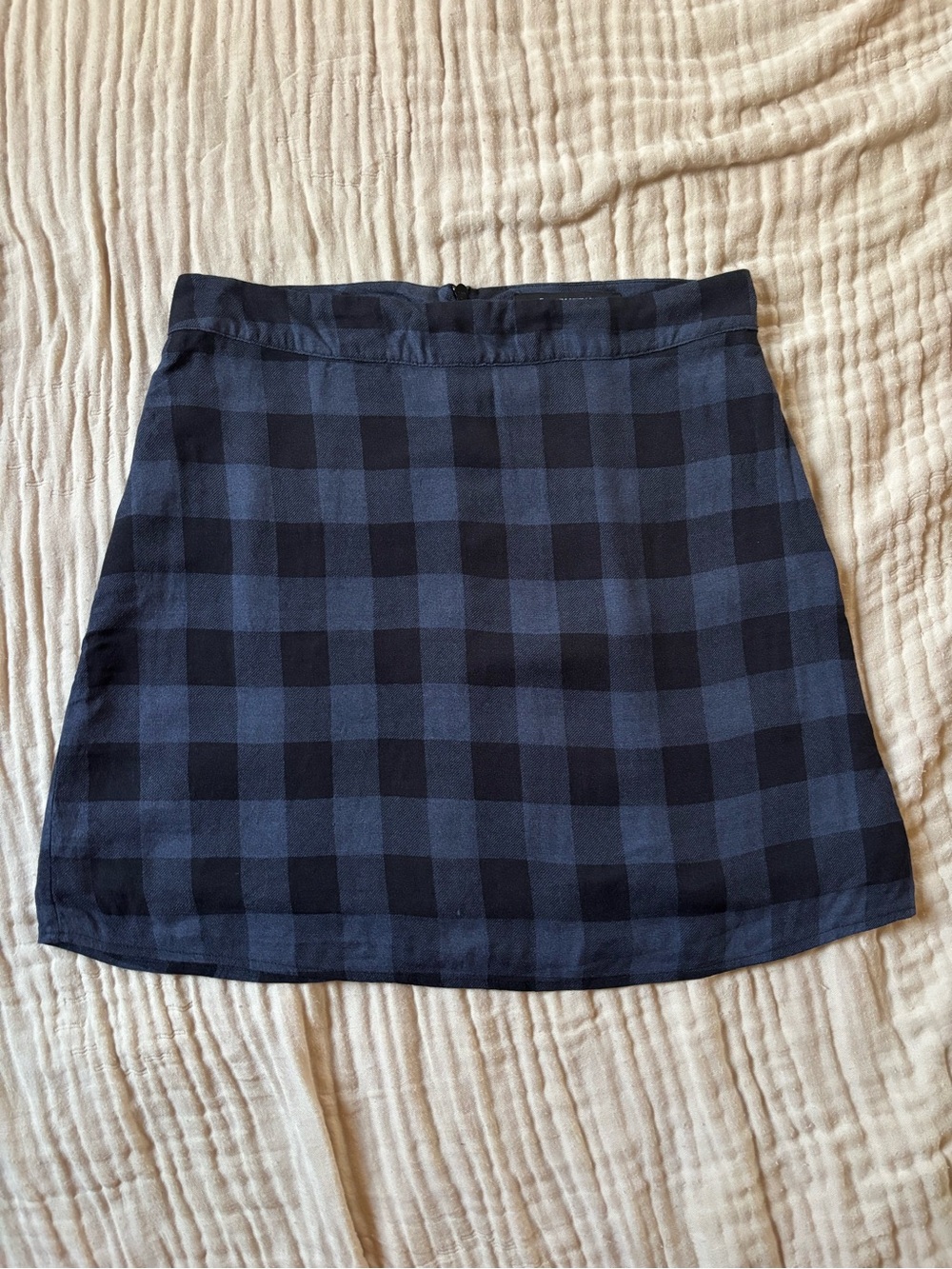 Reformation Navy and Black Plaid Mini Skirt